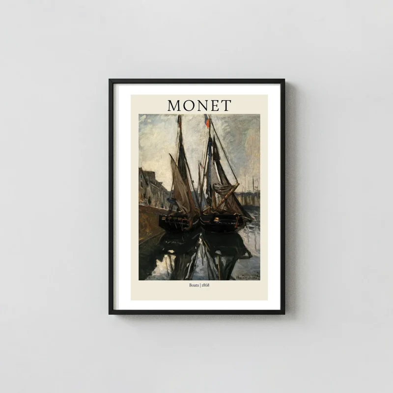 Claude Monet "Boats, 1868" Impressionist Harbor Painting Poster Print