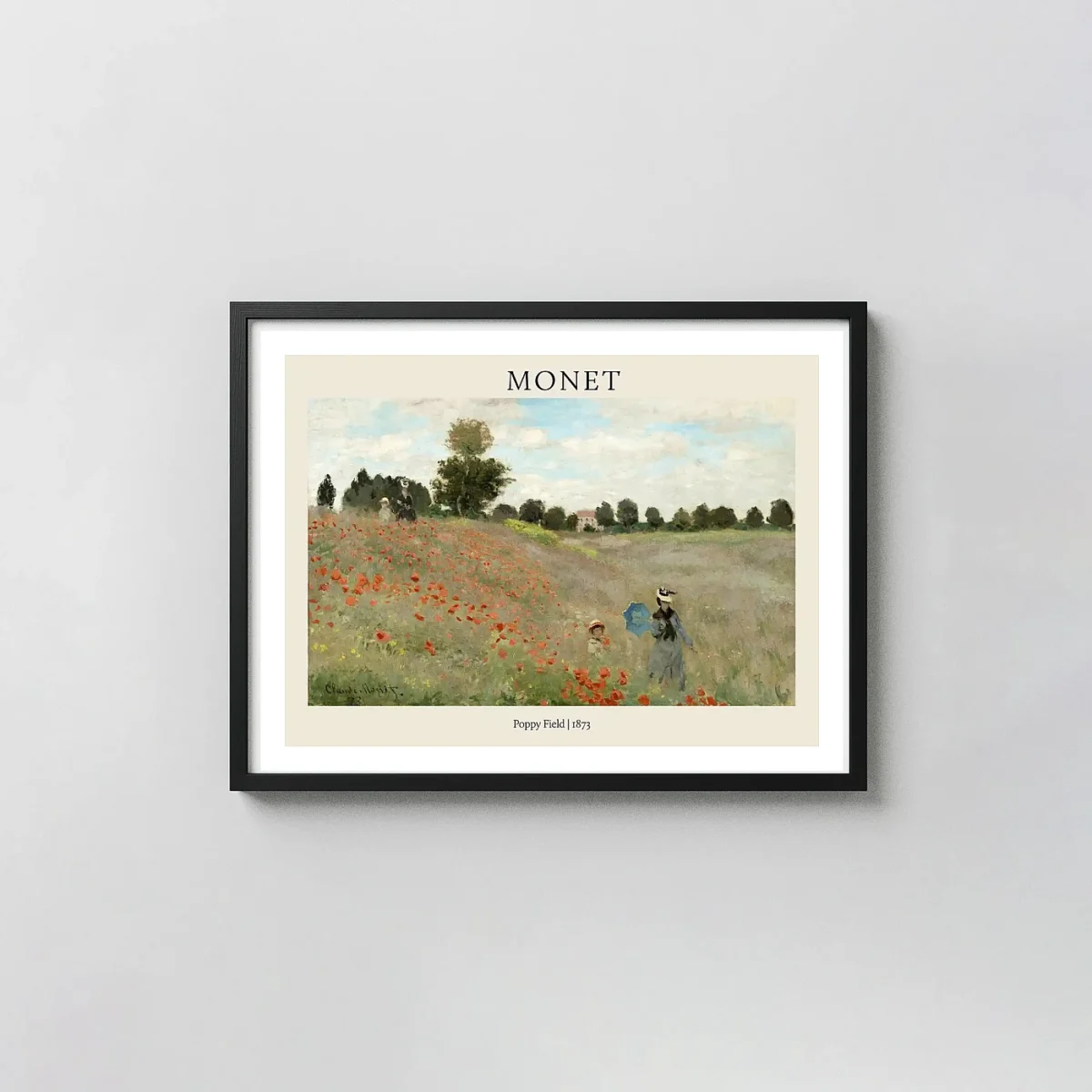 Claude Monet 'Poppy Field' (1873) Impressionist Landscape Museum Art Claude Monet Paintings xe2x80x93 Landscape Frame Wall Art Mockup | MerchFuse
