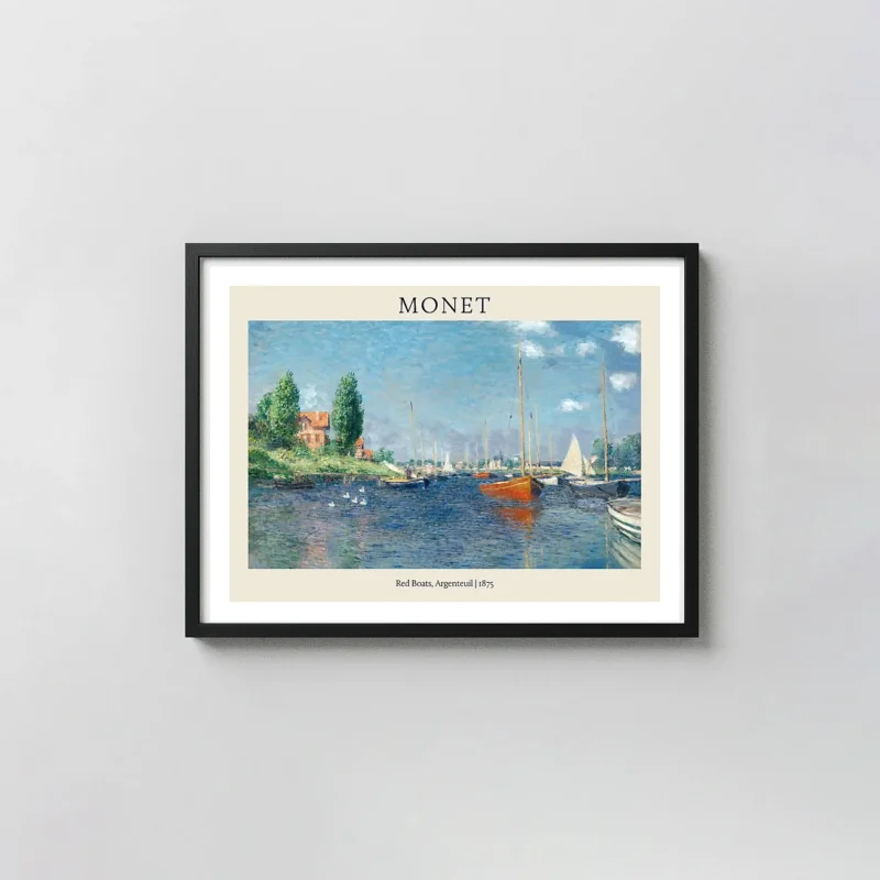 Claude Monet Red Boats, Argenteuil (1875) Impressionist Masterpiece Poster