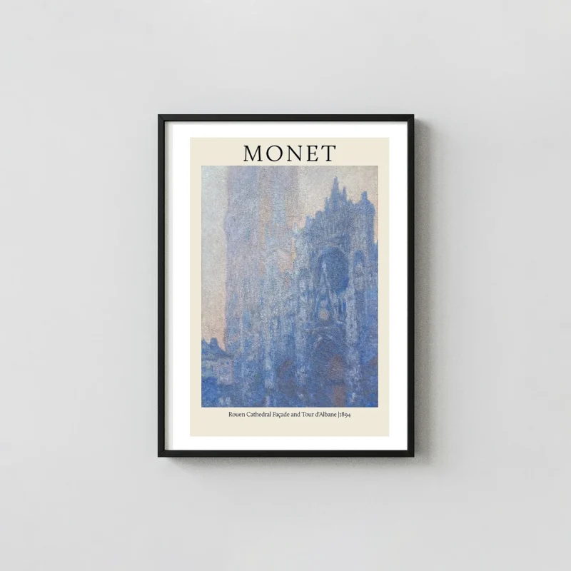 Claude Monet: Rouen Cathedral Façade and Tour d'Albane (1894) - Blue Impressionist Art Print