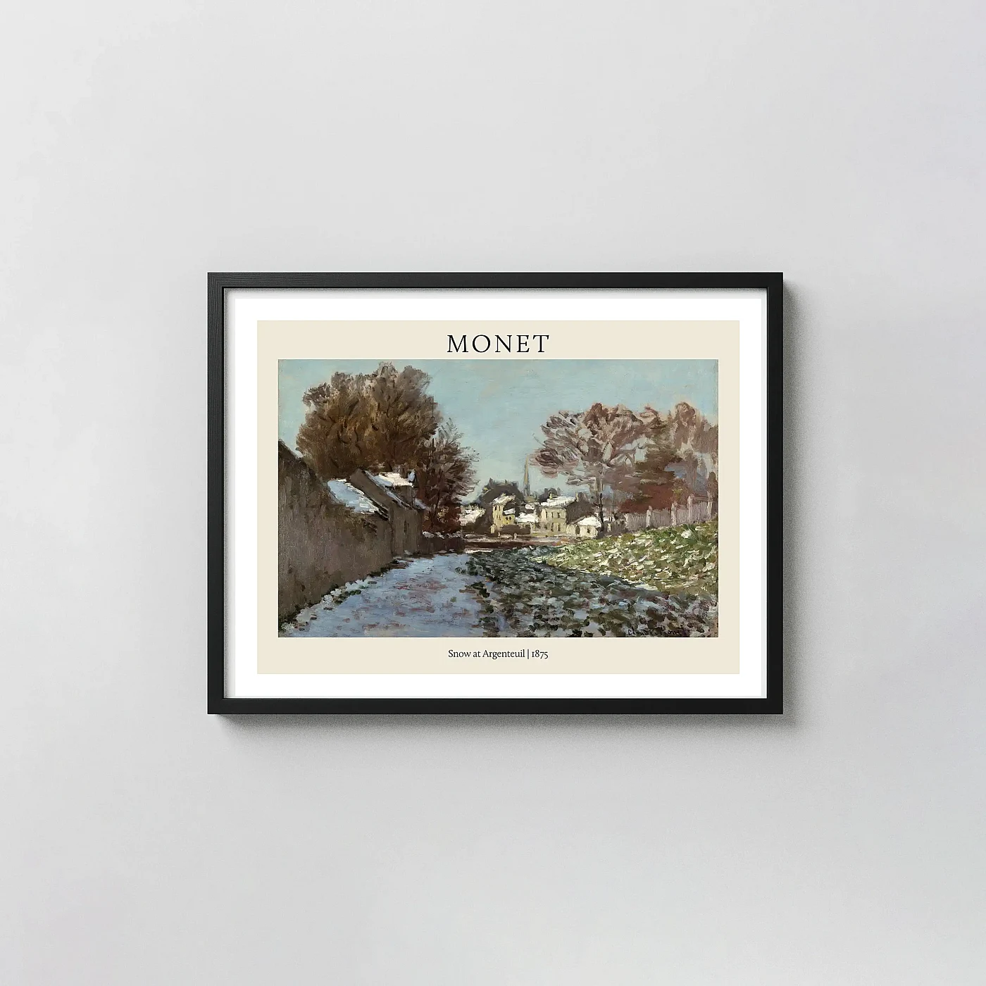 Claude Monet Snow at Argenteuil (1875) Classic Impressionist Landscape Poster - fine art poster print