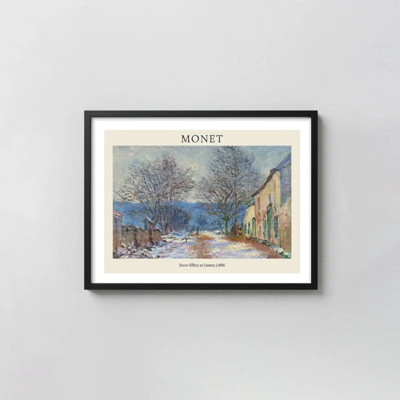 Monet "Snow Effect at Limetz" (1886) Impressionist Winter Landscape Poster