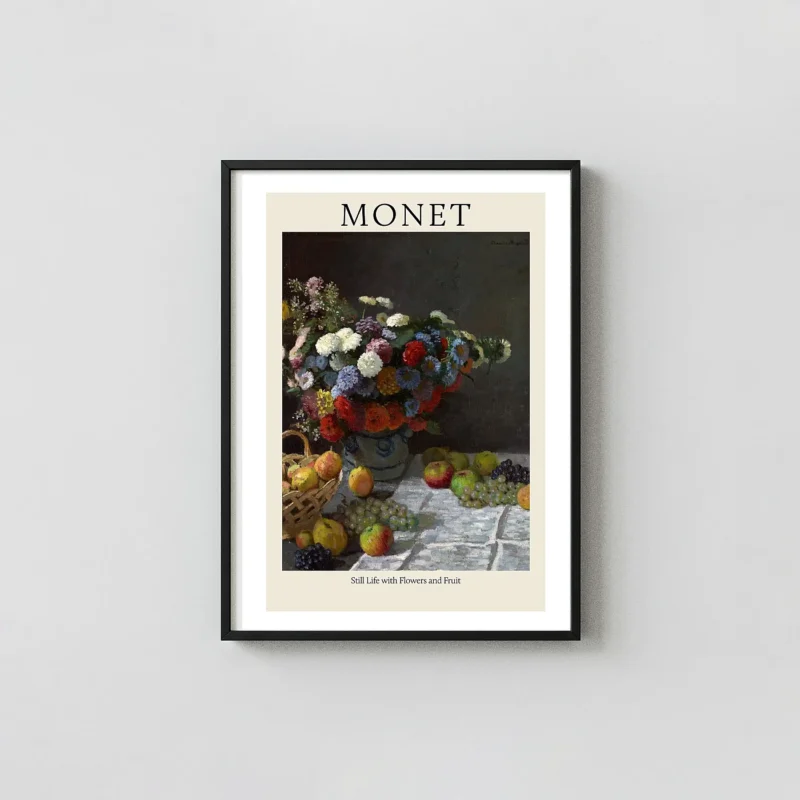 Claude Monet 'Still Life with Flowers and Fruit' Art Poster | Impressionist Classic