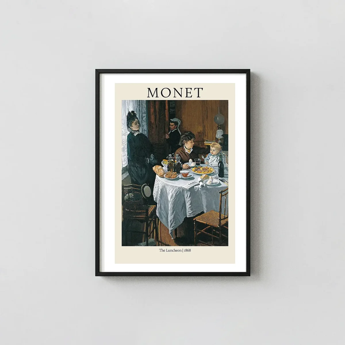 Claude Monet - The Luncheon (1868) Fine Art Impressionist Claude Monet Paintings xe2x80x93 Portrait Frame Wall Art Mockup | MerchFuse