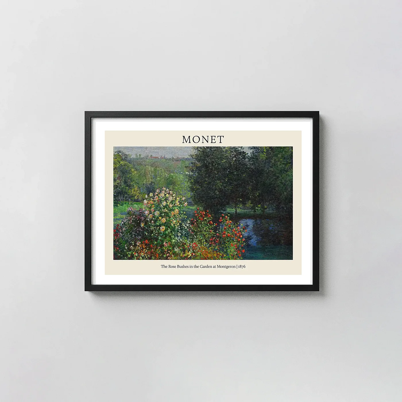 Claude Monet 'Rose Bushes in the Garden at Montgeron' (1876) Impressionism Poster - fine art poster print