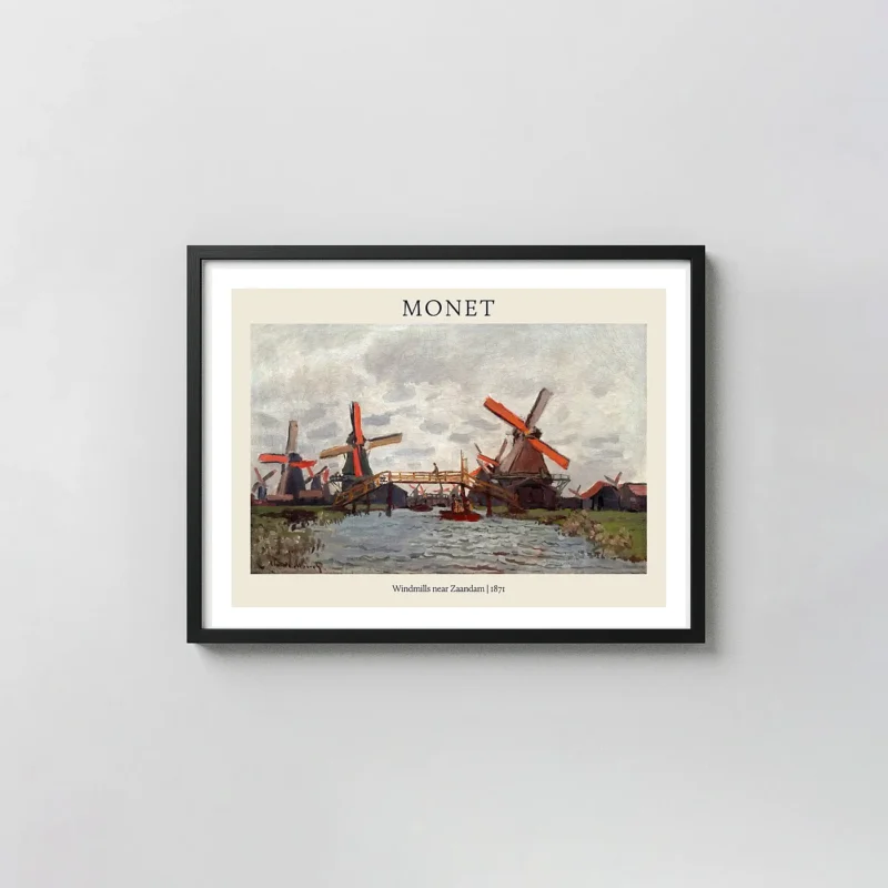 Claude Monet 'Windmills Near Zaandam' (1871) Impressionism Landscape Art Poster