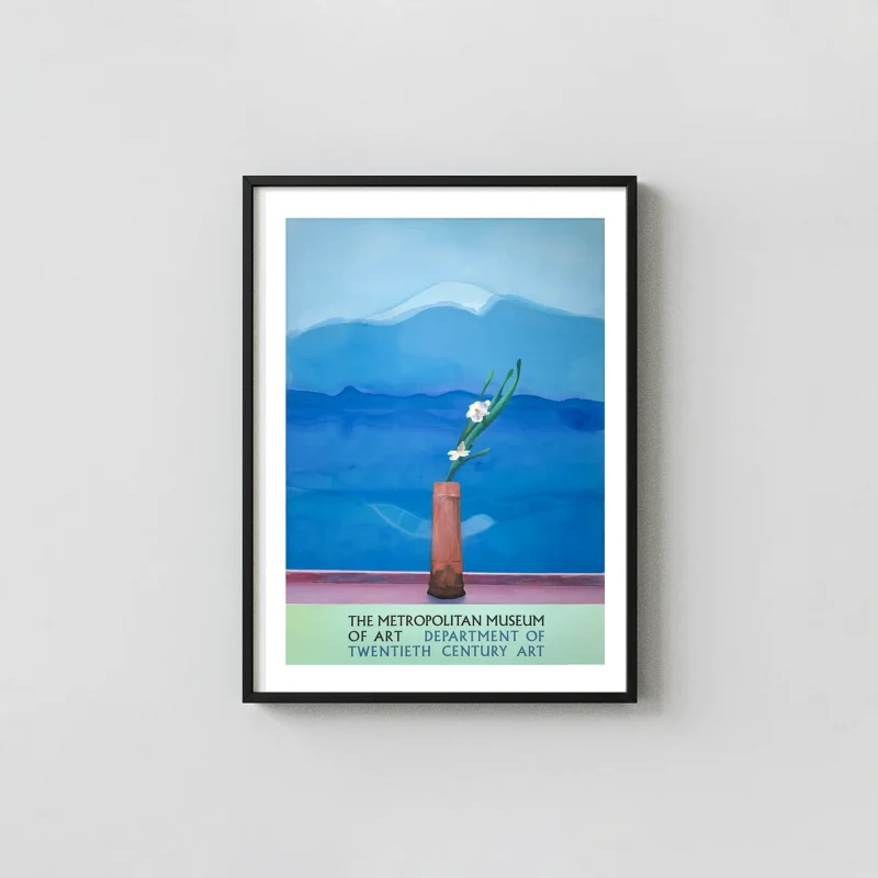 Vintage Metropolitan Museum of Art Poster: Narcissus Flowers and Abstract Blue Landscape