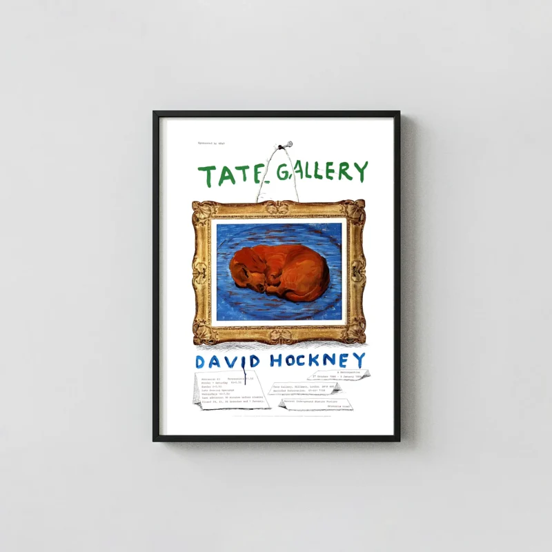 David Hockney Tate Gallery Retrospective Poster (1988) | Little Stanley Sleeping Dog Art
