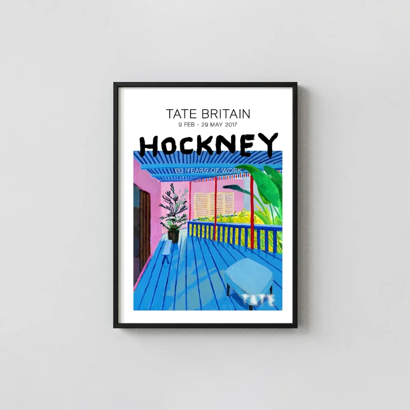 David Hockney Tate Britain Exhibition Poster - Bold Pop David Hockney Paintings xe2x80x93 Portrait Frame Wall Art Mockup | MerchFuse