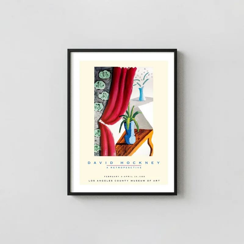 David Hockney Retrospective Poster (1988) - Red Curtain Still Life Print