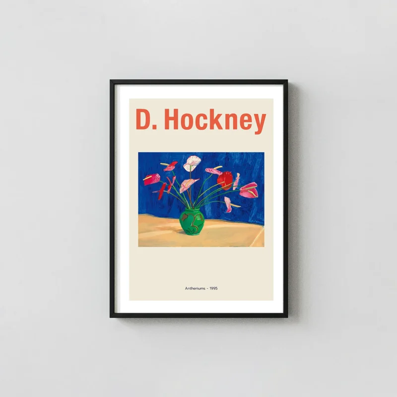 David Hockney 'Antheriums - 1995' Still Life Poster | Vibrant Modern Floral Art Print