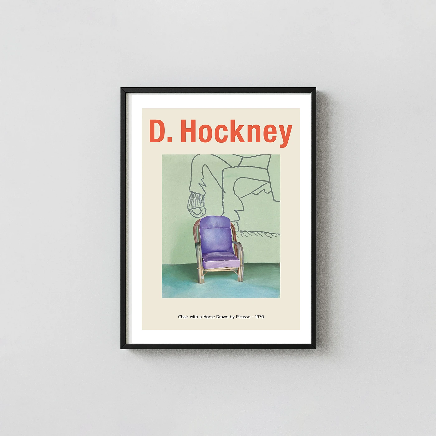 David Hockney "Chair with a Horse Drawn by Picasso" (1970) Modern Art Poster - fine art poster print