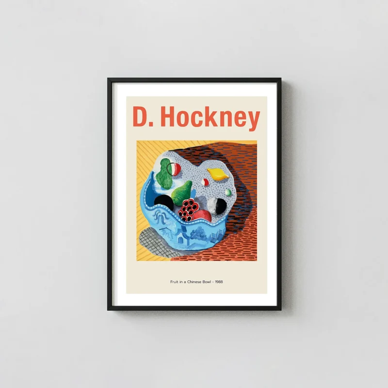 David Hockney "Fruit in a Chinese Bowl" 1988 Modern Still Life Art David Hockney Paintings xe2x80x93 Portrait Frame Wall Art Mockup | MerchFuse
