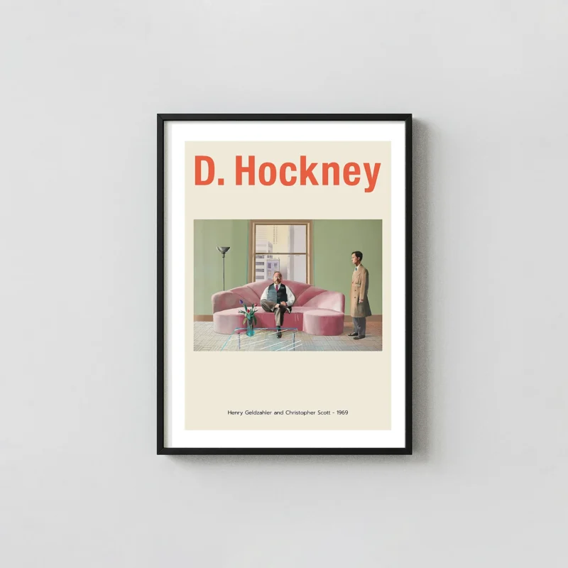 David Hockney Poster: Henry Geldzahler and Christopher Scott (1969) David Hockney Paintings xe2x80x93 Portrait Frame Wall Art Mockup | MerchFuse
