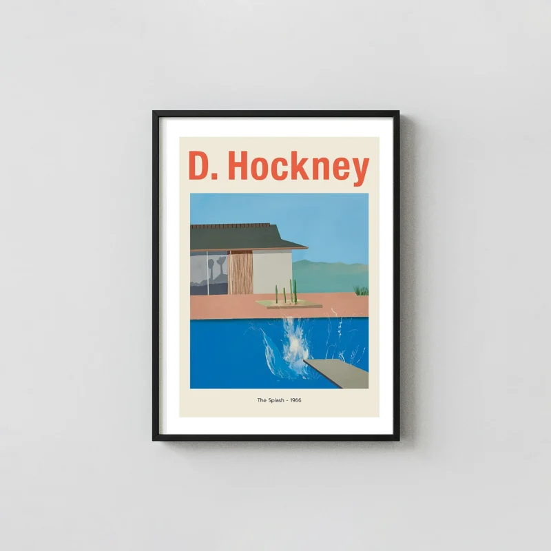 David Hockney "The Splash" 1966 Poster | Modern Art Print | Iconic Poolside Decor David Hockney Paintings xe2x80x93 Portrait Frame Wall Art Mockup | MerchFuse
