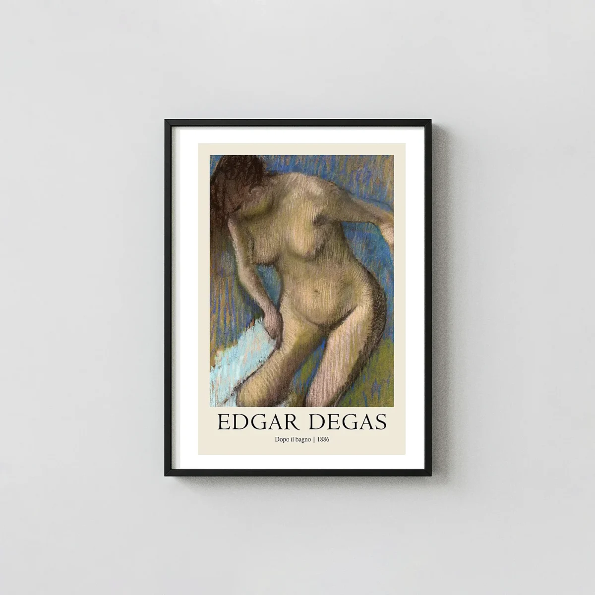 Edgar Degas 'Dopo il bagno' (After the Bath) 1886 Pastel Drawing Vintage Art Edgar Degas Paintings xe2x80x93 Portrait Frame Wall Art Mockup | MerchFuse
