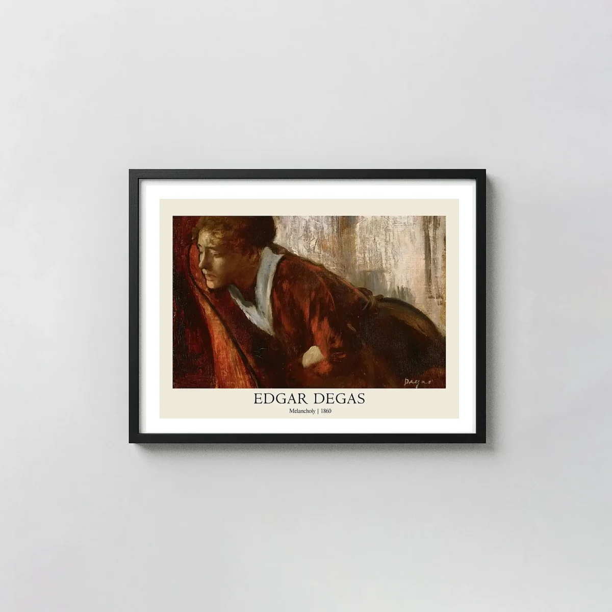 Edgar Degas - Melancholy (1860) Museum Quality Fine Art Poster Edgar Degas Paintings xe2x80x93 Landscape Frame Wall Art Mockup | MerchFuse