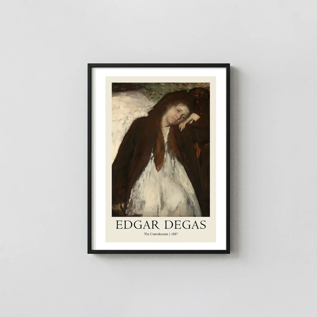 Edgar Degas 'The Convalescent' (1887) Poster | 19th Century Impressionist Painting Edgar Degas Paintings xe2x80x93 Portrait Frame Wall Art Mockup | MerchFuse