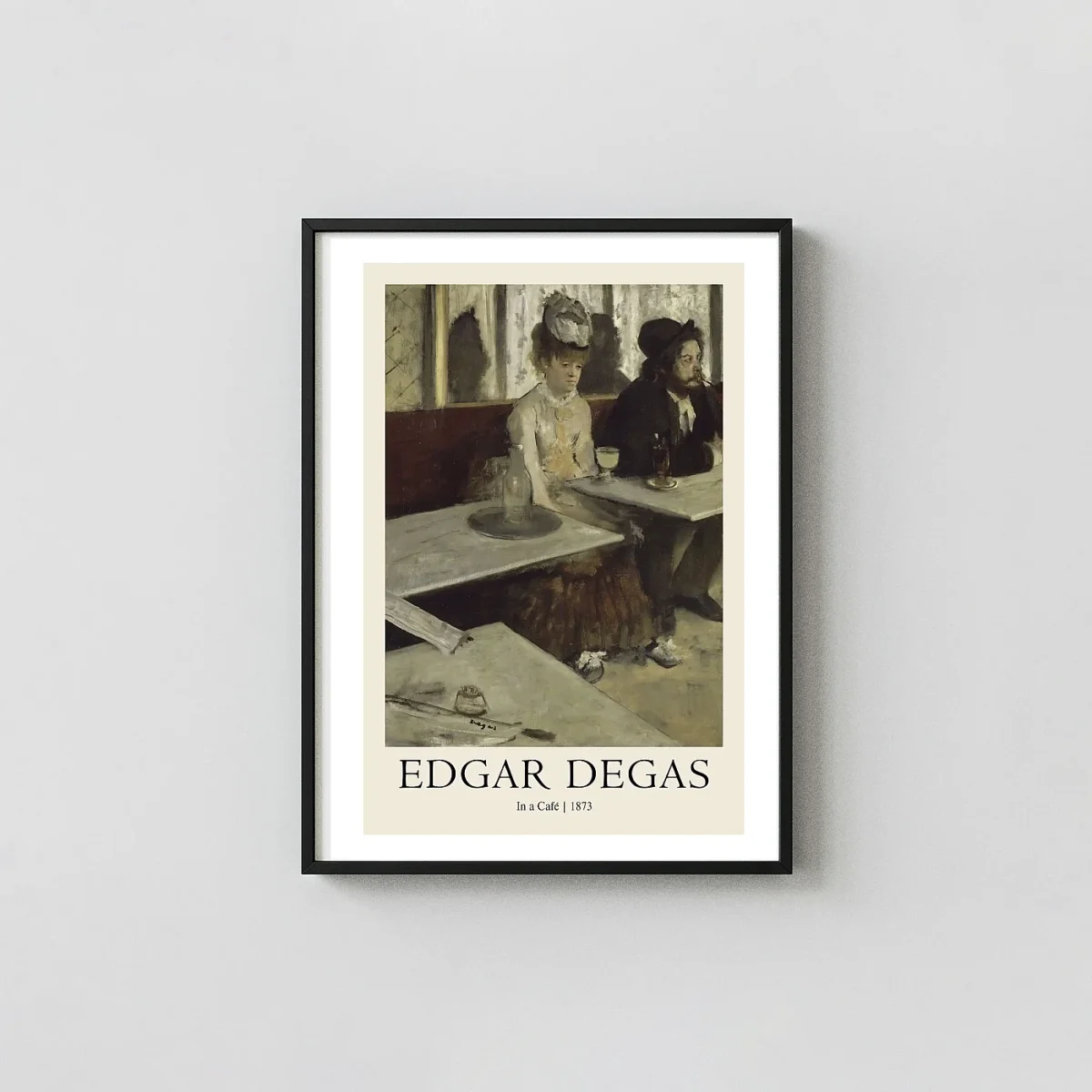 Edgar Degas 'In a Café' (L'Absinthe) 1873 Impressionist Vintage Art Edgar Degas Paintings xe2x80x93 Portrait Frame Wall Art Mockup | MerchFuse