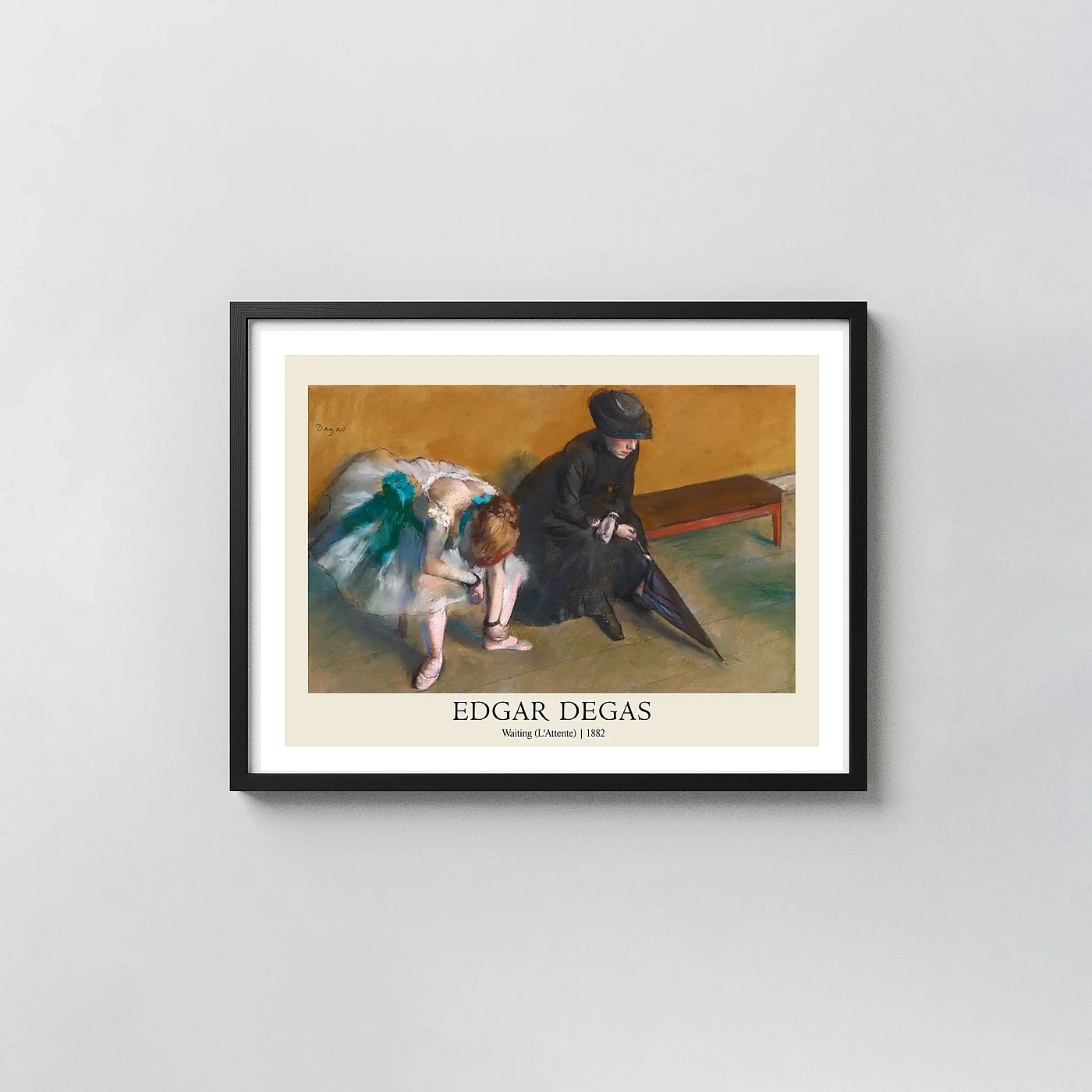 Edgar Degas Waiting (L'Attente) Ballet Dancer Pastel Art Print (1882) - fine art poster print