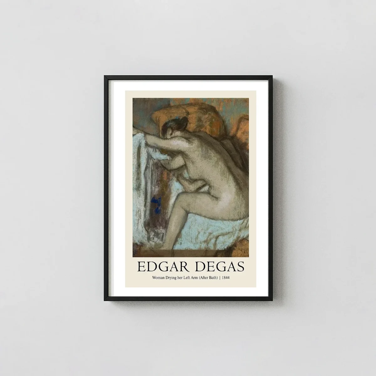 Edgar Degas Woman Drying Her Left Arm After Bath Poster (1844) Fine Edgar Degas Paintings xe2x80x93 Portrait Frame Wall Art Mockup | MerchFuse