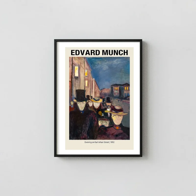 Edvard Munch's "Evening on Karl Johan Street" 1892 Expressionist Art Print