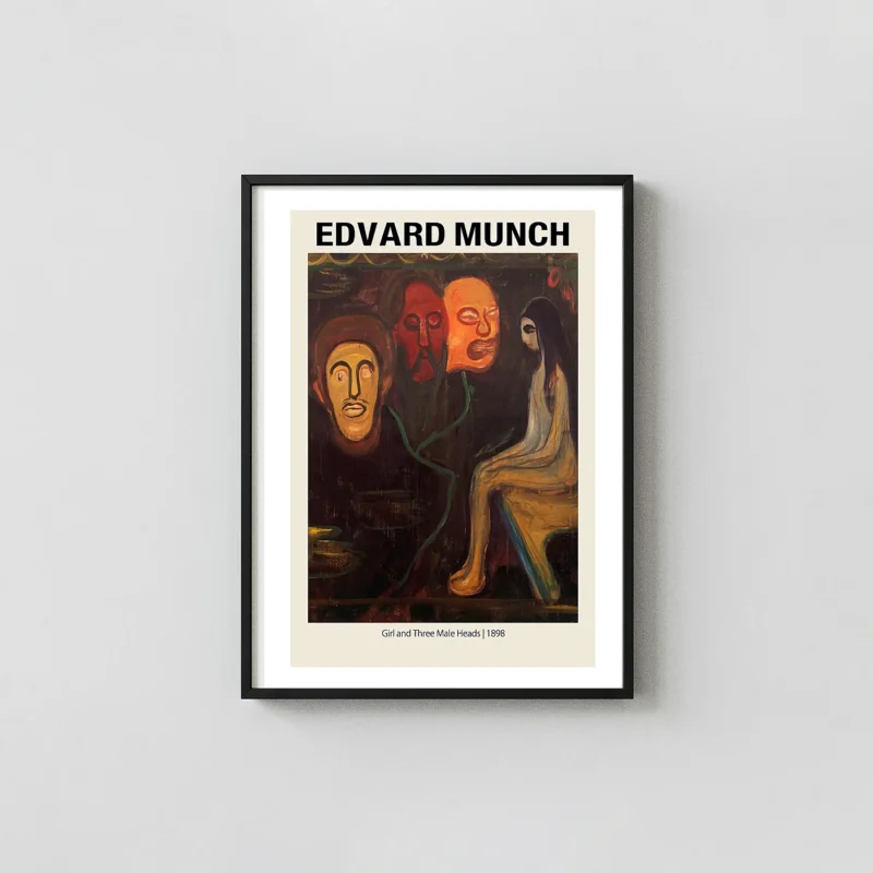 Edvard Munch "Girl and Three Male Heads" Poster | Expressionist Art Print 1898
