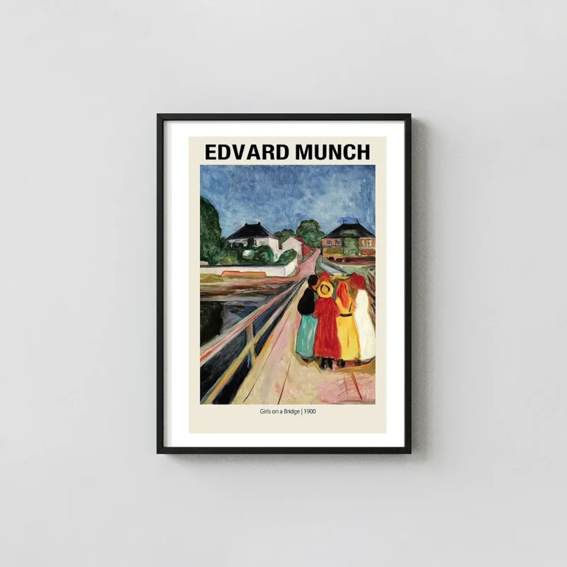 Edvard Munch 'Girls on a Bridge' 1900 Painting Poster | Expressionist Art Print
