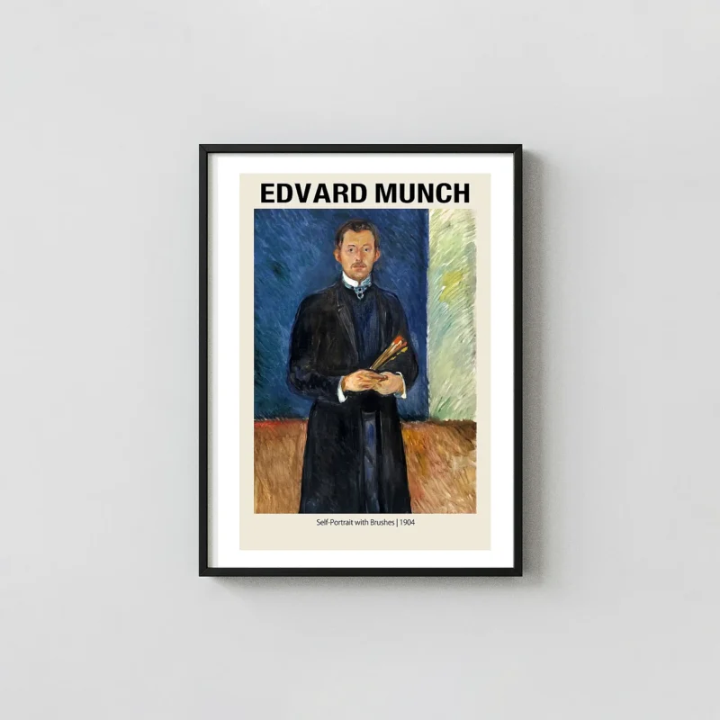 Edvard Munch "Self-Portrait with Brushes" (1904) Expressionist Masterpiece Poster