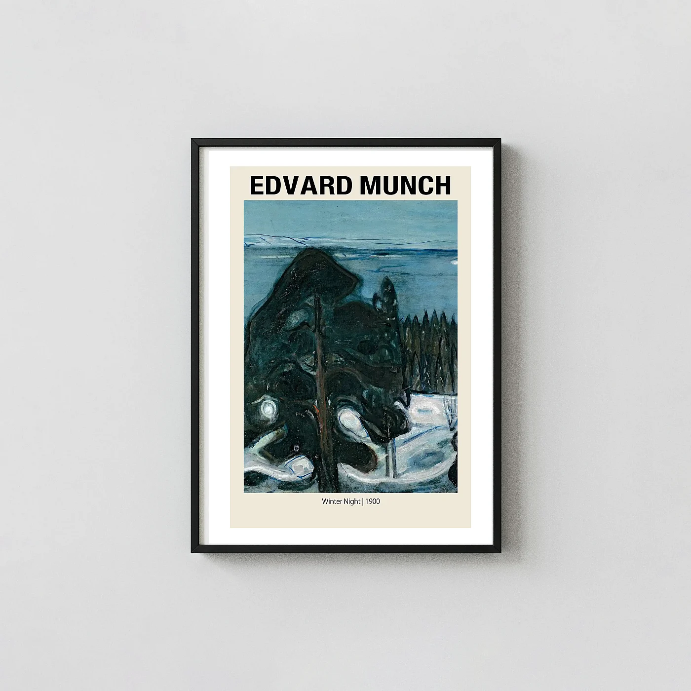 Edvard Munch "Winter Night" (1900) Dark Winter Landscape Art Print Poster - fine art poster print
