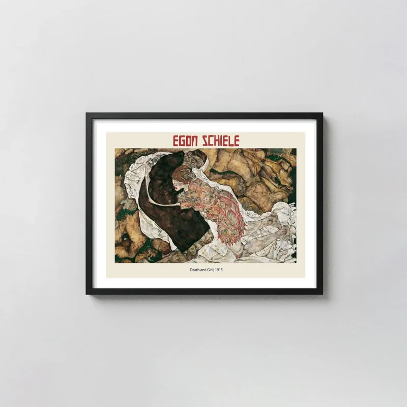Egon Schiele - Death and Girl (1915) Expressionist Masterpiece Poster