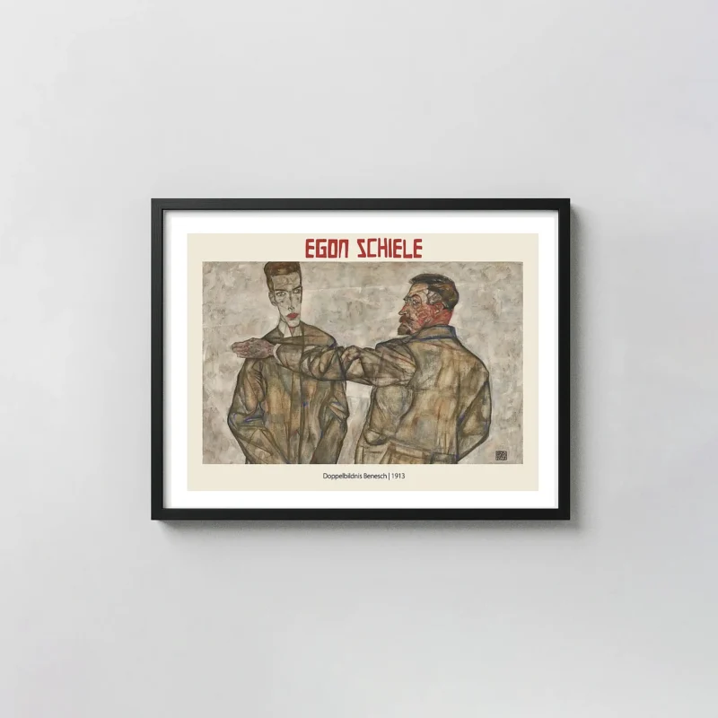 Egon Schiele Doppelbildnis Benesch (1913) Print | Expressionist Double Portrait Art Poster
