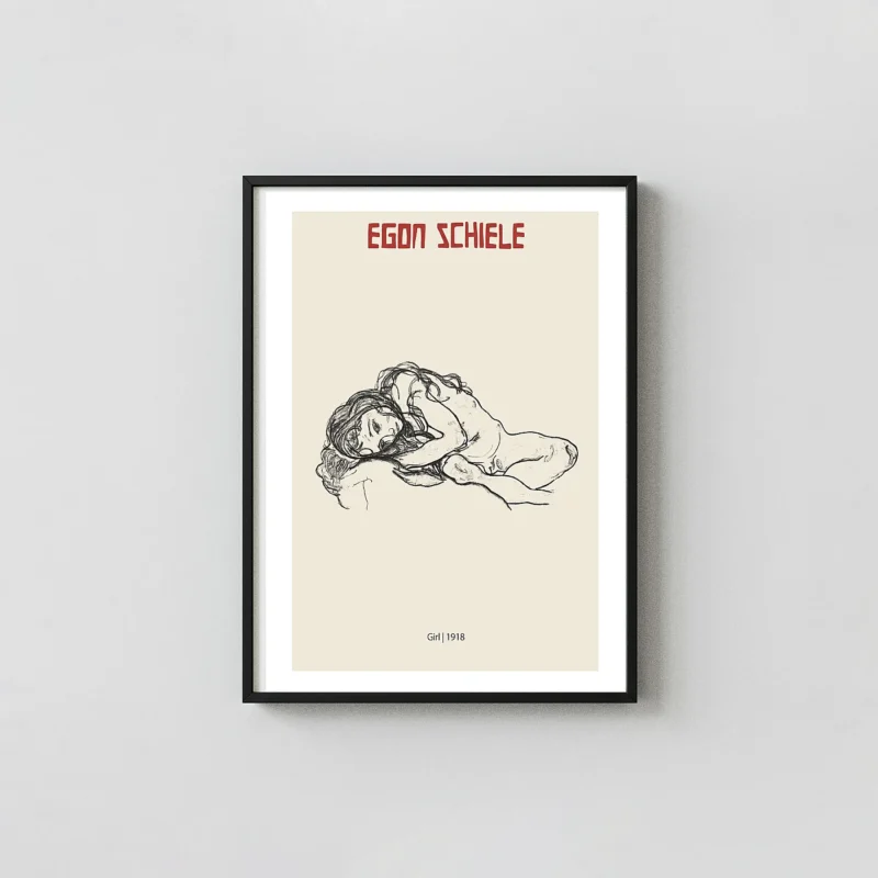 Egon Schiele Girl 1918 Poster | Expressionist Nude Art Print