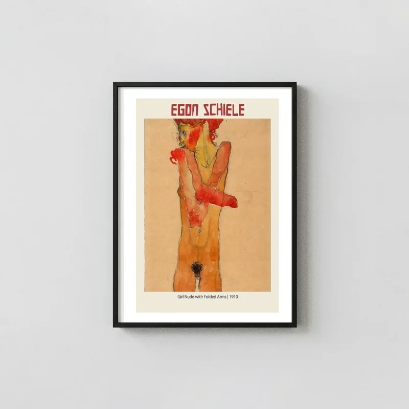 Egon Schiele - Girl Nude with Folded Arms (1910) Expressionist Fine Art Print