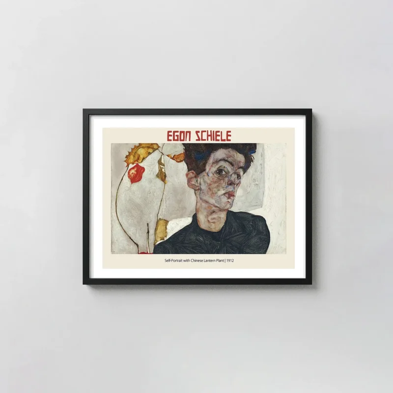 Egon Schiele Self-Portrait with Chinese Lantern Plant Poster (1912)