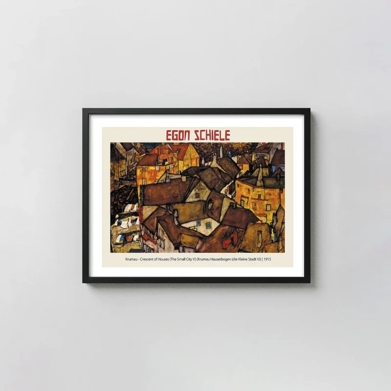 Egon Schiele Krumau Crescent of Houses Poster (1915) - Expressionist Cityscape Art Print
