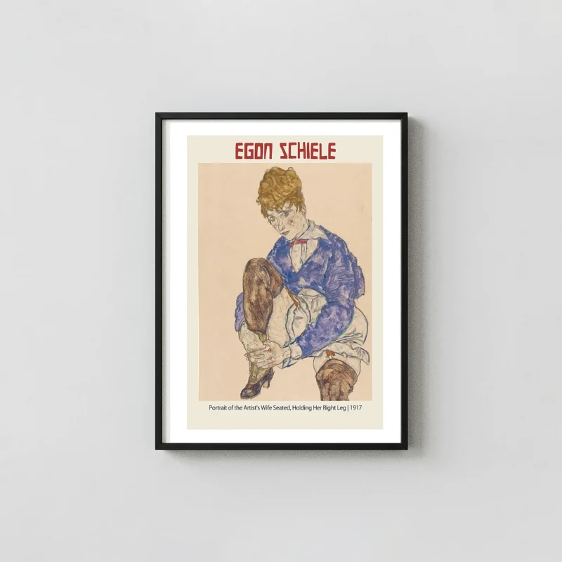 Egon Schiele: Portrait of the Artist's Wife Seated, Holding Her Right Leg (1917) Fine Art Poster