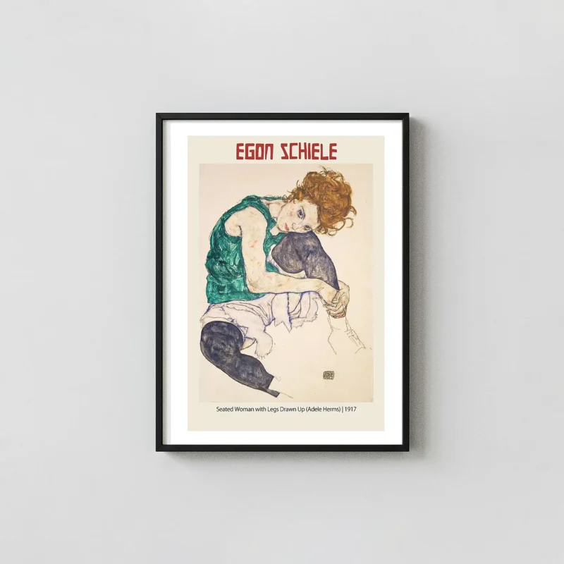Egon Schiele Poster - Seated Woman with Legs Drawn Up (Adele Herms) 1917 Expressionist Art Print