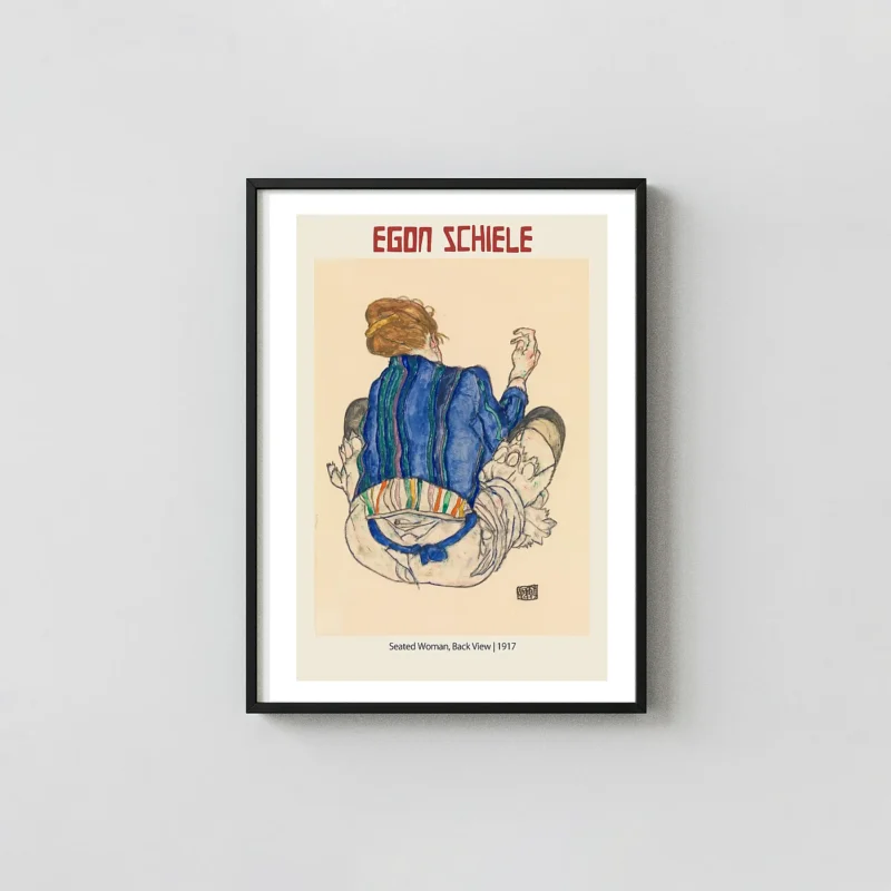 Egon Schiele: "Seated Woman, Back View" (1917) Expressionist Figural Drawing Poster