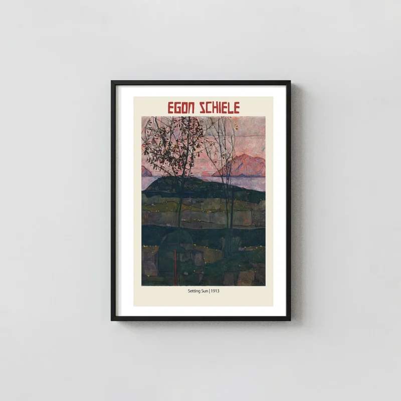 Egon Schiele "Setting Sun" (1913) Poster | Expressionist Landscape Art Print
