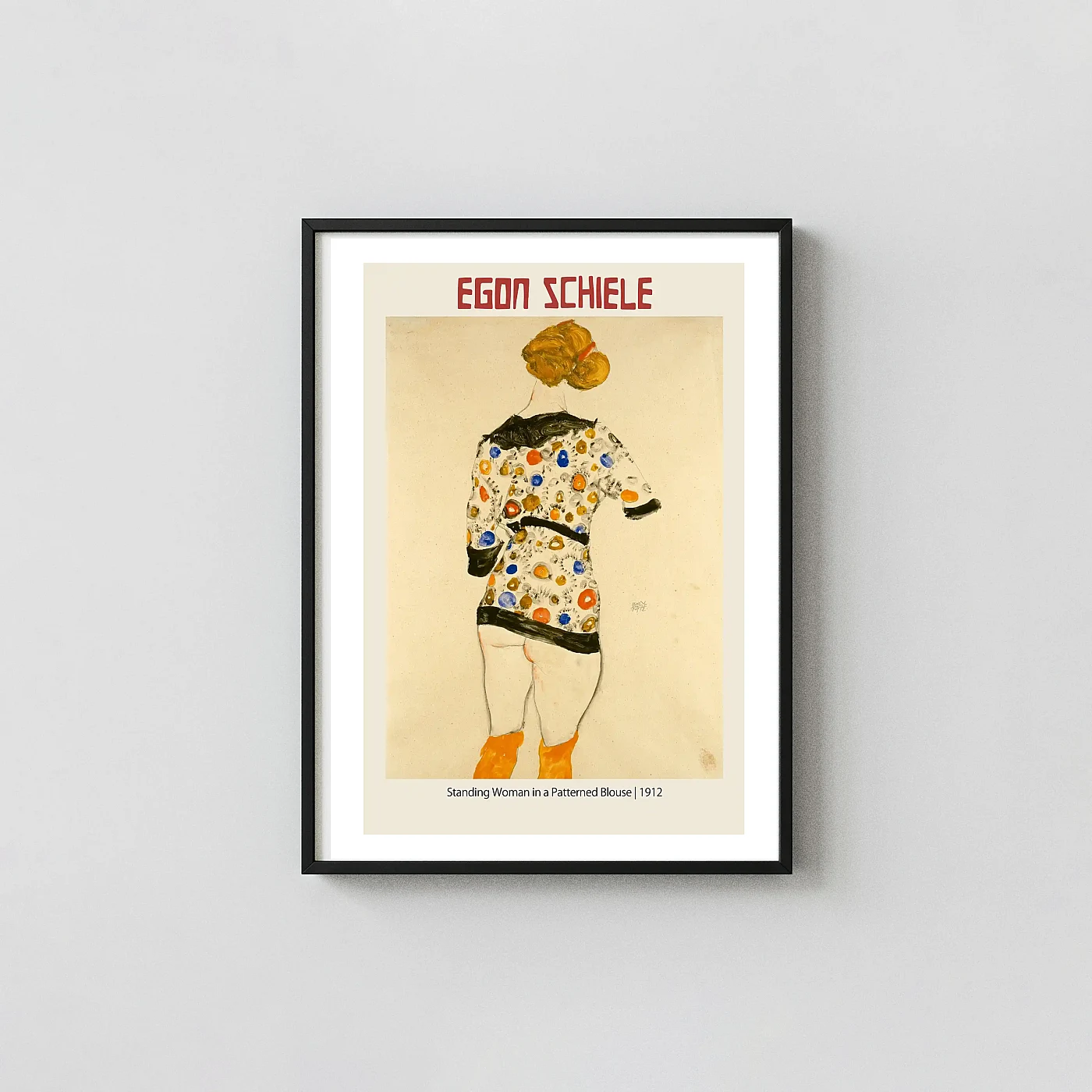 Egon Schiele art print Standing Woman in a Patterned Blouse 1912 Exp - fine art poster print