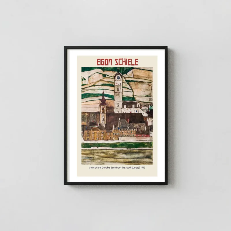Egon Schiele Poster - Stein on the Danube, Seen from the South (1913) Expressionist Art