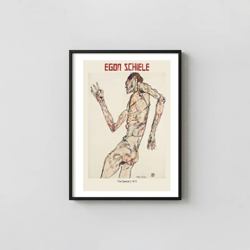 Egon Schiele Poster: The Dancer (Der Tänzer), 1913 Expressionist Art Print