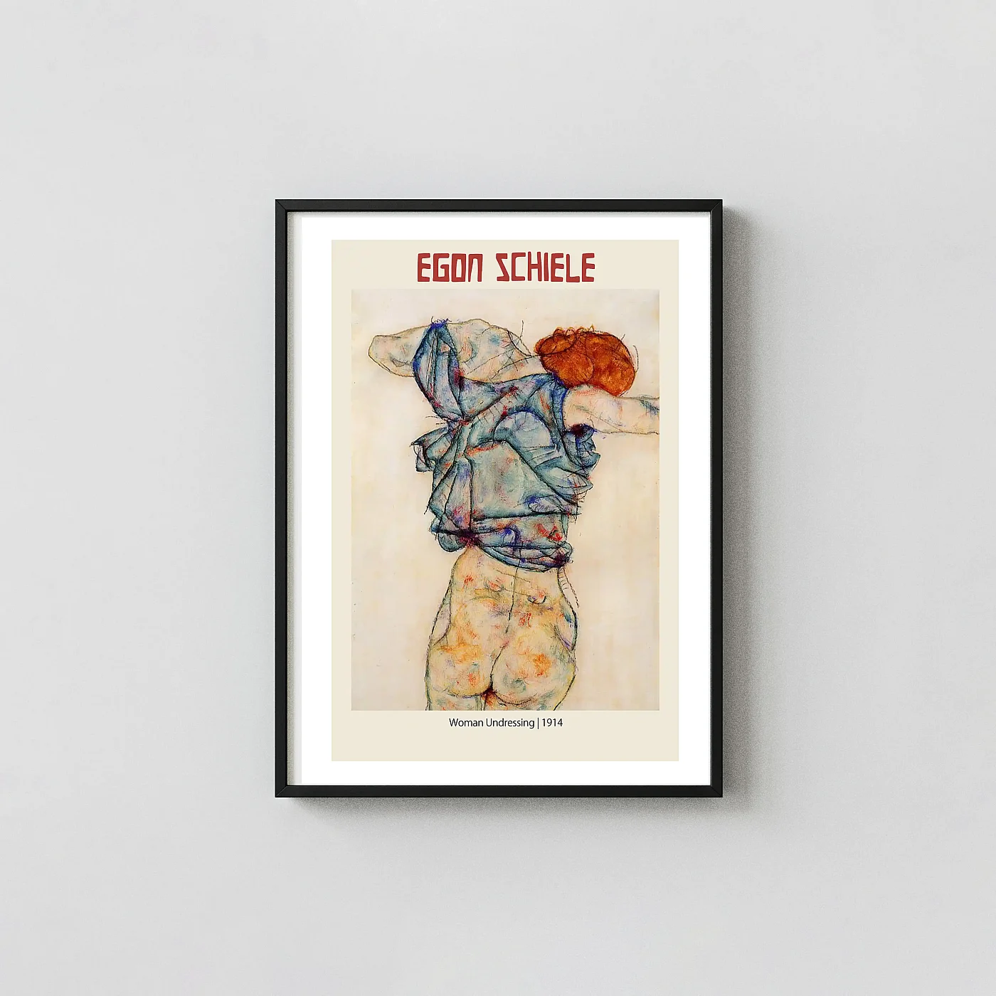 Egon Schiele Woman Undressing (1914) Expressionist Drawing Poster - fine art poster print