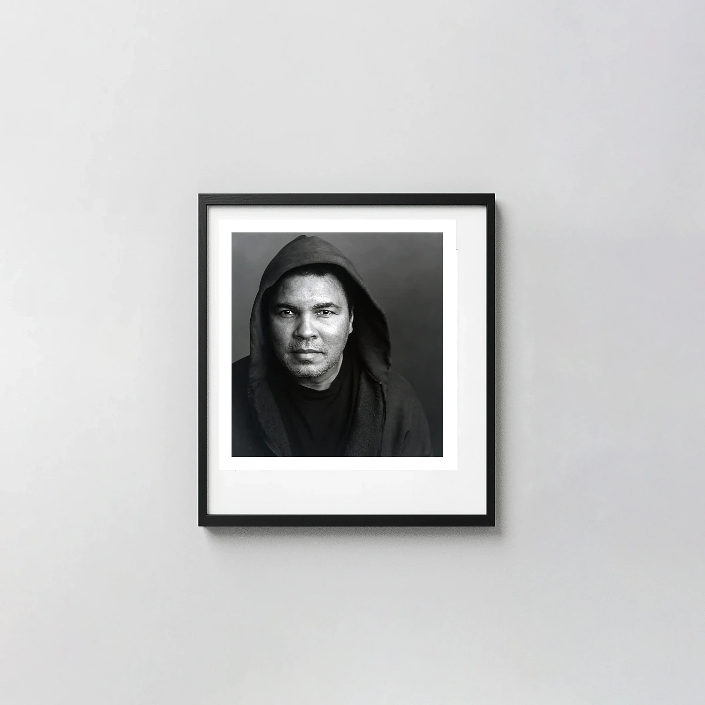 Muhammad Ali Celebrity Portrait Poster Iconic Black & White Hooded photography print - photography wall art print