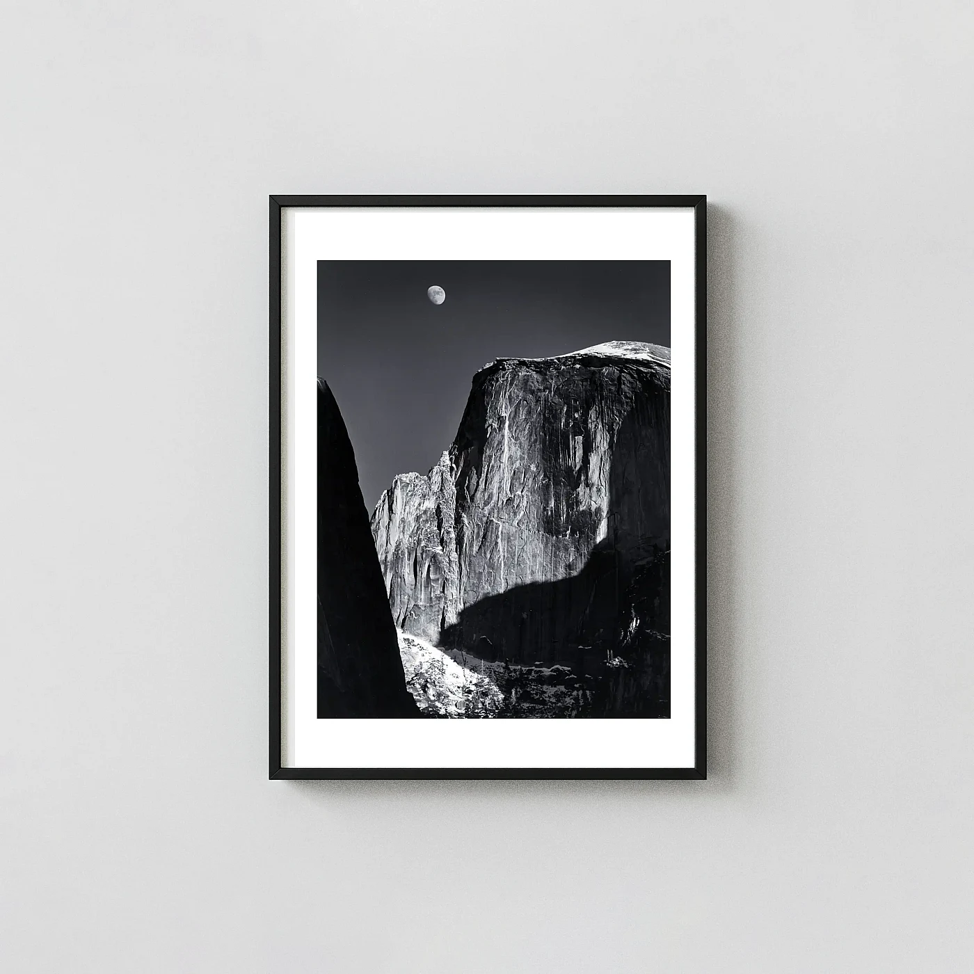 Ansel Adams Art Photography Poster Moon and Half Dome B&W - photography wall art print
