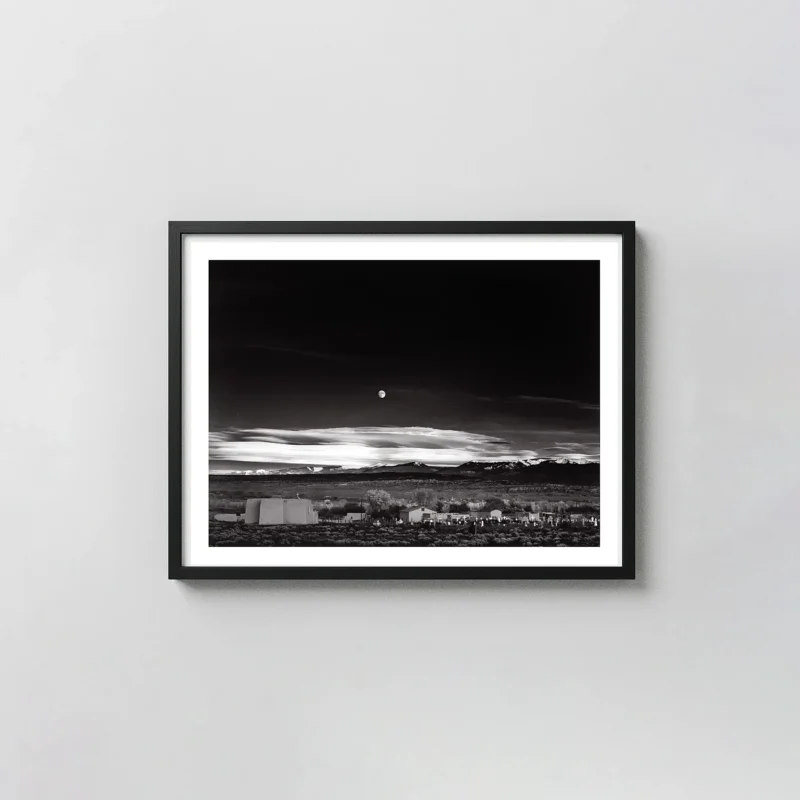 Ansel Adams | Moonrise, Hernandez Poster | Classic Black & White Photography Photography Prints xe2x80x93 Landscape Frame Wall Art Mockup | MerchFuse