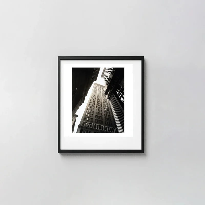 Berenice Abbott Art | Architectural Photography Print | Dramatic NYC View Photography Prints xe2x80x93 Square Frame Wall Art Mockup | MerchFuse