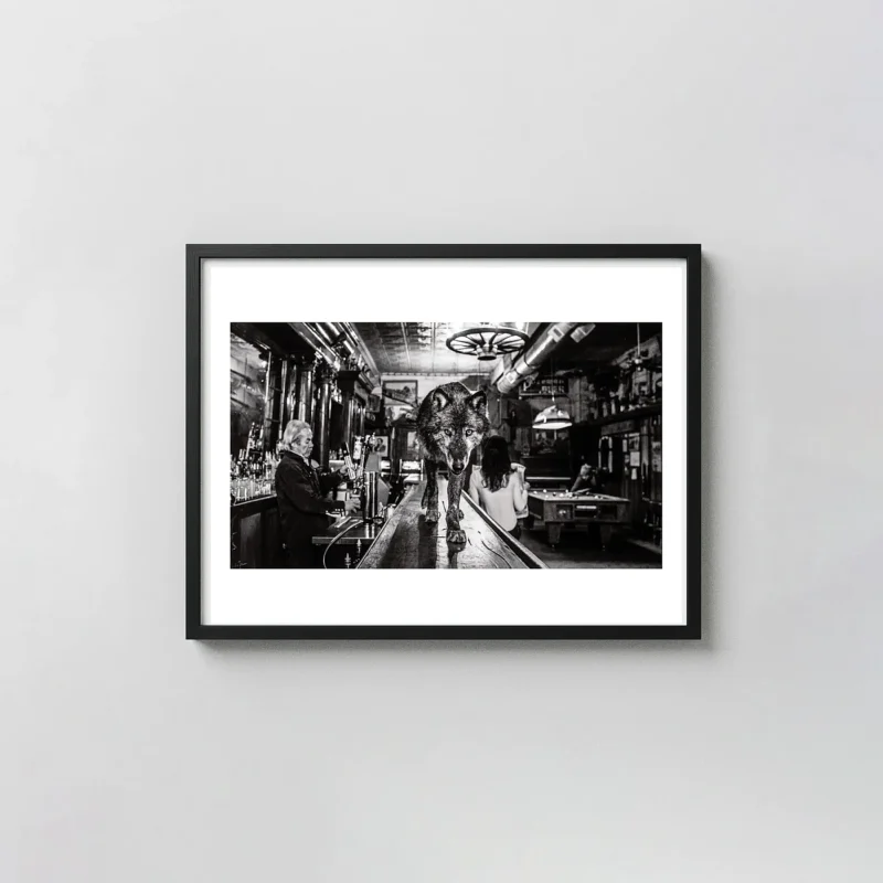 David Yarrow Wolf of Main Street | Art Poster | Dramatic Black & White Print