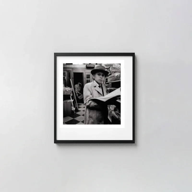 Diane Arbus Boy in a Fedora | Art Poster | Iconic Black & White Photography Photography Prints xe2x80x93 Square Frame Wall Art Mockup | MerchFuse